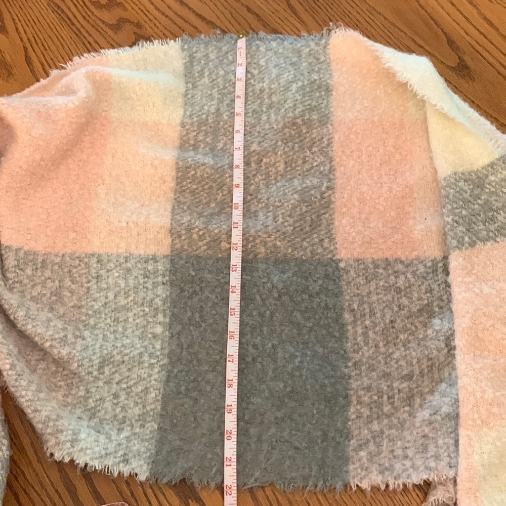 Altered state scarf long large fringe boho warm cozy large plaid blush pink